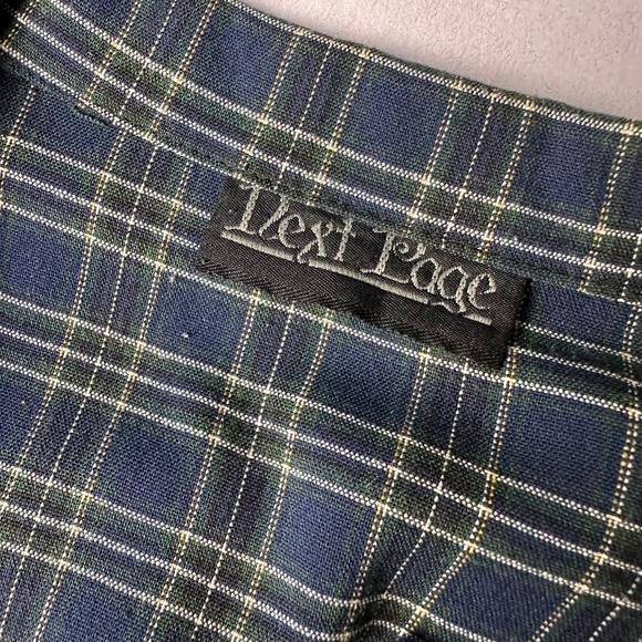 Next Page Plaid Jacket Blazer with Pockets Blue Medium 90s Brit Preppy School - Picture 12 of 12
